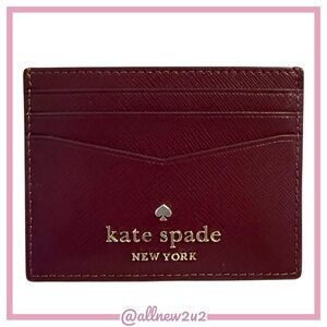New Kate Spade Small Slim Cardholder Deep Berry Saffiano Leather with tags